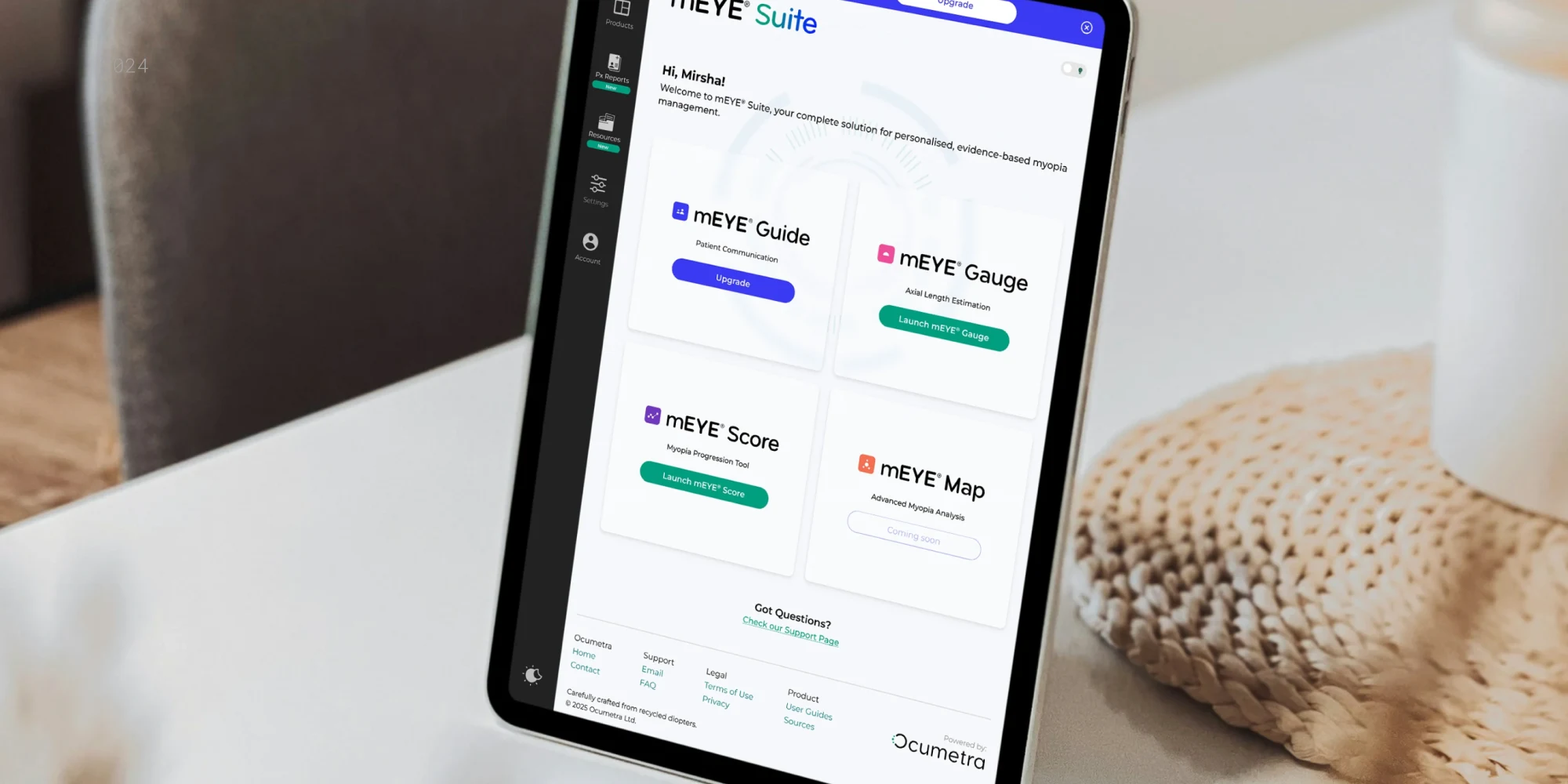 mEYE Suite running on a tablet